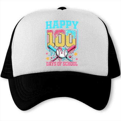 100 Days Of School Kids Baseball Drip 100th Day Of School Trucker Cap - Sportilla