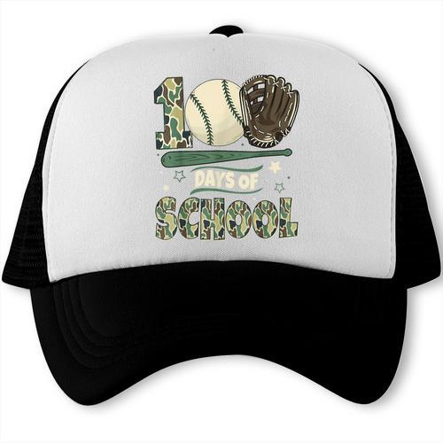 100 Days Of School Teacher Camo Baseball Boys Toddler Kids Trucker Cap - Sportilla