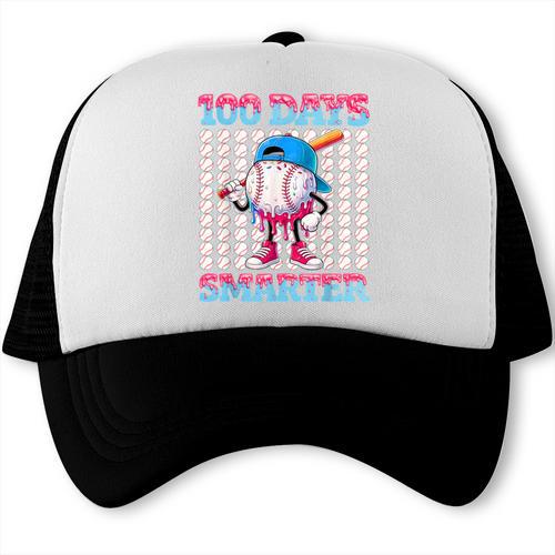 100 Days Smarter Baseball Drip Boys 100 Days Of School Kids Trucker Cap - Sportilla