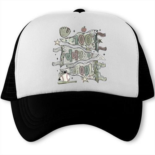 100 Days Smarter Baseball Sport School Celebration Trucker Cap - Sportilla