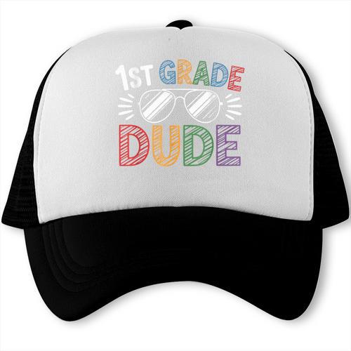 1st Grade Dude Sunglasses First Day Of Back To School Boys Trucker Cap - Savourry