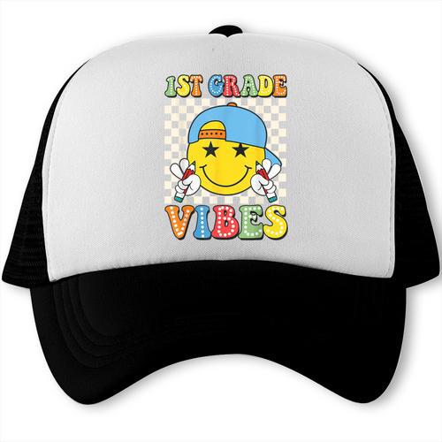 1st Grade Vibes Kids Back To School Class First Grade Boys Trucker Cap - Savourry