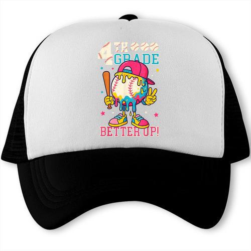 4th Grade Back To School Baseball Drip Ice Cream Game On Trucker Cap - Savourry