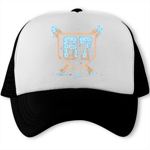 67 Ice Cream Drip Baseball Meme Six Seven Gen Alpha Trucker Cap - Sportilla