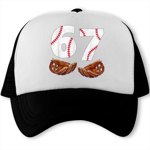 67 Trend Baseball Glove Number Style Trucker Cap - Sportilla