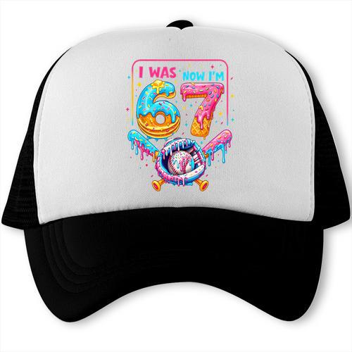 7th Birthday Boys I Was 6 Now I'm 7 Baseball Ice Cream Drip Trucker Cap - Sportilla