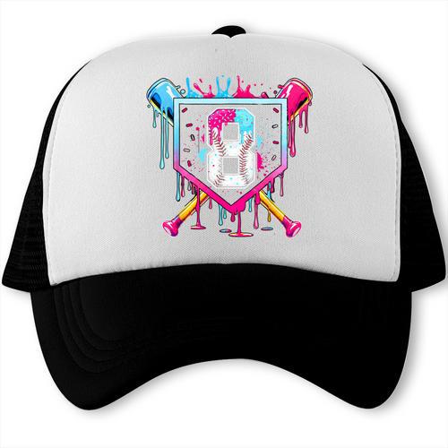 8th Birthday Boys Baseball Ice Cream Drip Boys Baseball Trucker Cap - Sportilla