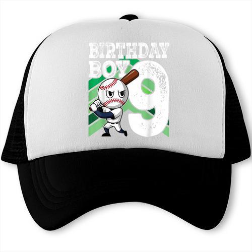 9th Birthday Baseball Birthday Party 9th Birthday Boy Trucker Cap - Sportilla