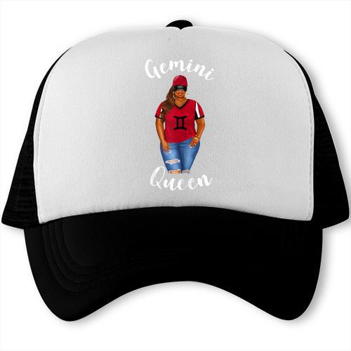 African American Baseball Mom Gemini Queen Zodiac Sign Trucker Cap - Sportilla