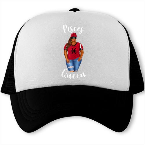 African American Baseball Mom Pisces Queen Zodiac Sign Trucker Cap - Sportilla