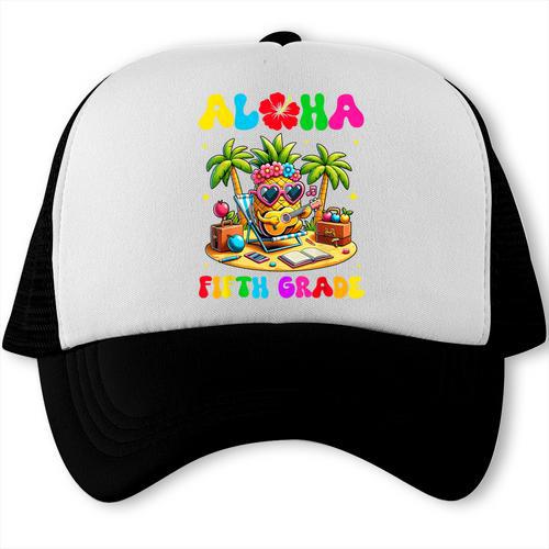 Aloha Fifth Grade Pineapple Hawaii Back To School Kids Girl Trucker Cap - Savourry
