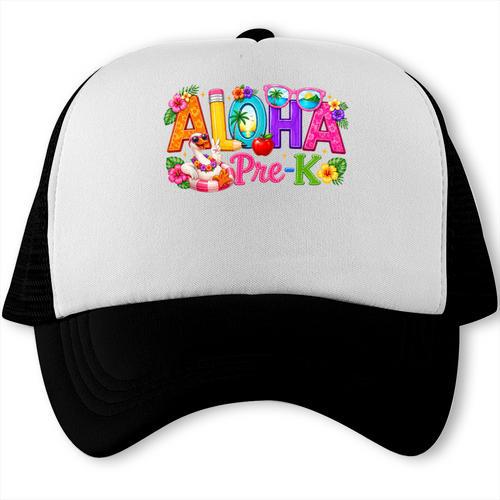 Aloha Pre-K Tropical Floral Beach Silly Goose Back To School Trucker Cap - Savourry