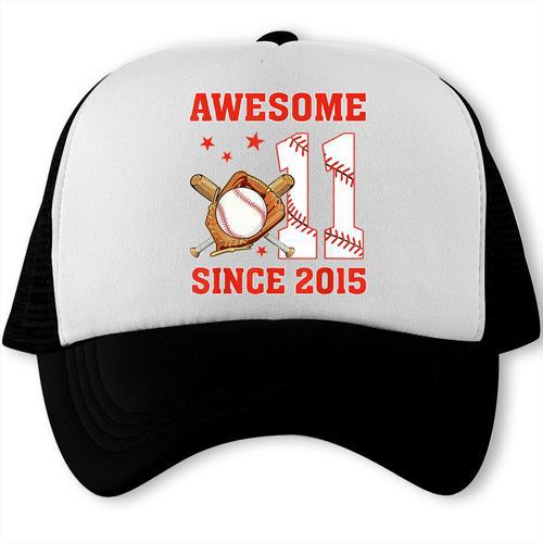 Awesome Since 2015 11 Year Old Boys Bday Baseball Theme Trucker Cap - Sportilla