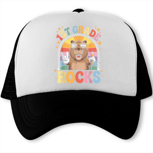 Back To School 1st Grade Capybara First Grade Rocks Trucker Cap - Savourry