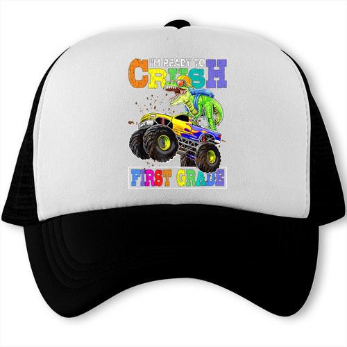 Back To School Boy Dinosaur I'm Ready To Crush First Grade Trucker Cap - Savourry