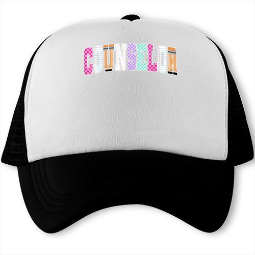 Back To School Counselor Preppy Checkered Counselor Life Trucker Cap - Savourry