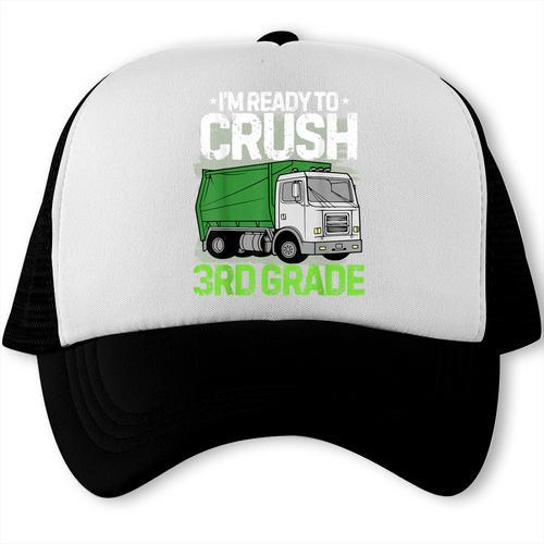 Back To School First Day Of 3rd Grade Garbage Truck Boys Trucker Cap - Savourry