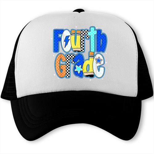 Back To School Hello Fourth Grade Team 4th Grade Boy Girl Trucker Cap - Savourry