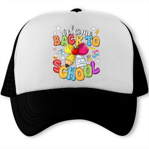Back To School Pencil Coquette Bow First Day Of School Kids Trucker Cap - Savourry