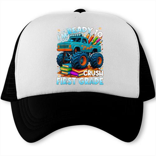 Back To School Ready To Crush 1st Grade Monster Truck Boys Trucker Cap - Savourry