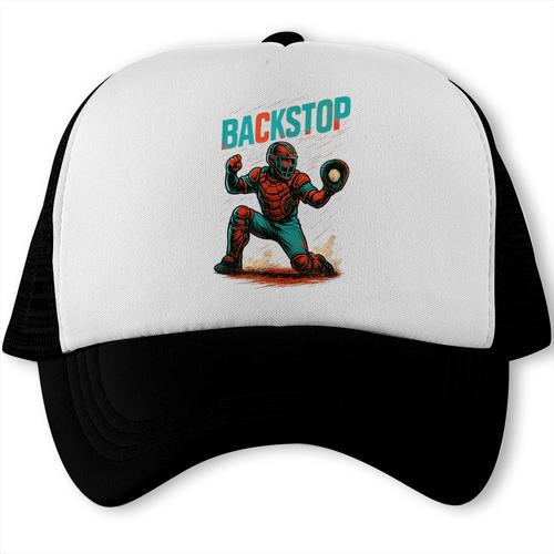 Backstop Catcher Baseball Graphic Trucker Cap - Sportilla