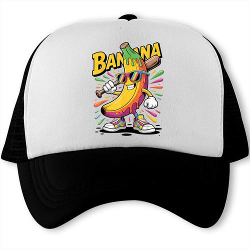 Banana Baseball Cartoon Cool Sports Kids Teens Trucker Cap - Sportilla