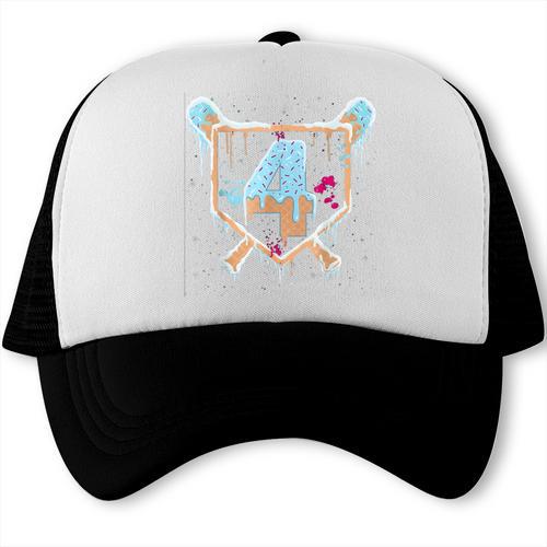 Baseball 4 Year Old Ice Cream Drip 4th Birthday Boy Number 4 Trucker Cap - Sportilla