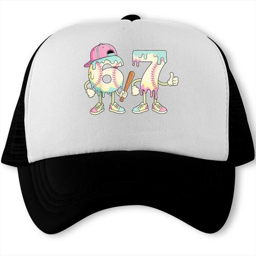 Baseball 67 Dripping Six Seven Drip Meme Ice Cream Boy Trucker Cap - Sportilla