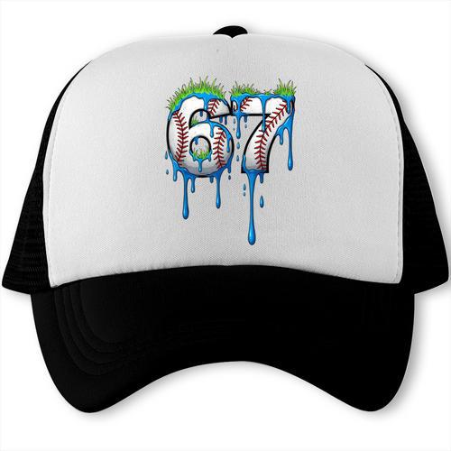 Baseball 67 Six Seven Gen Alpha Meme Blue Drip Boys Trucker Cap - Sportilla
