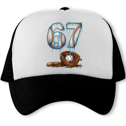 Baseball 67 Six Seven Meme 6-7 Drip Baseball Boys Men Trucker Cap - Sportilla
