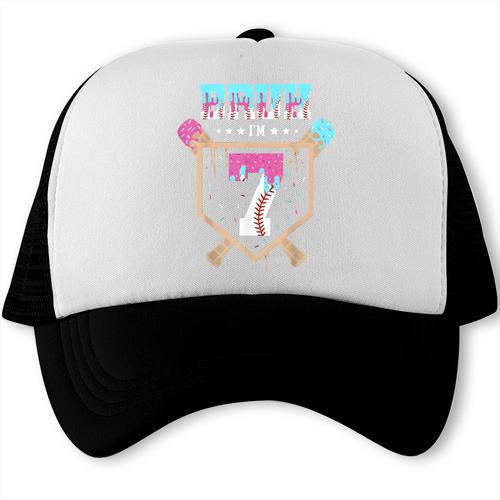 Baseball 7 Year Old Ice Cream Drip 7th Birthday Boys Player Trucker Cap - Sportilla