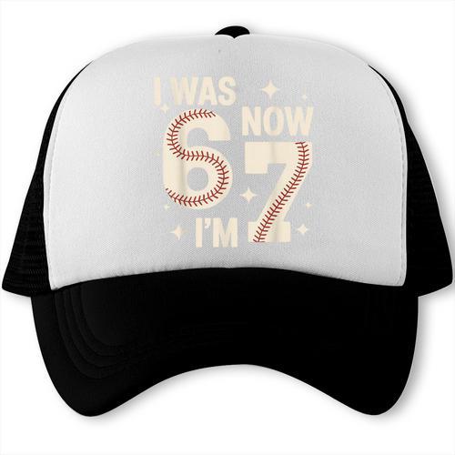 Baseball 7th Birthday 6 7 Years Old I Was 6 Now I'm 7 Trucker Cap - Sportilla