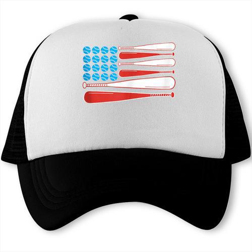 Baseball American Flag Patriotic USA Pride Trucker Cap - Sportilla