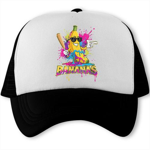 Baseball Banana Splatter Sports Kids Teens Trucker Cap - Sportilla