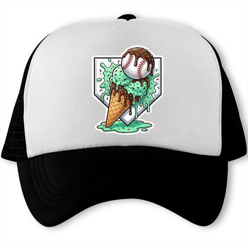 Baseball Boys Ice Cream Drip Baseball Boys Youth Mint Choco Trucker Cap - Sportilla