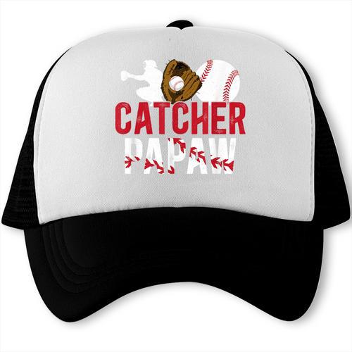 Baseball Catcher Papaw Proud Papaw Of A Baseball Catcher Trucker Cap - Sportilla