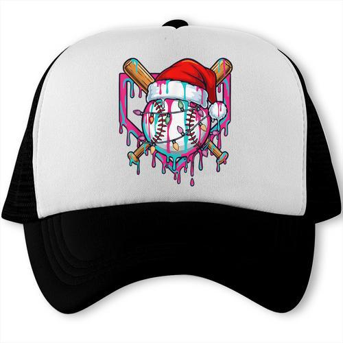Baseball Christmas Santa Hat Baseball Christmas Drip Trucker Cap - Sportilla