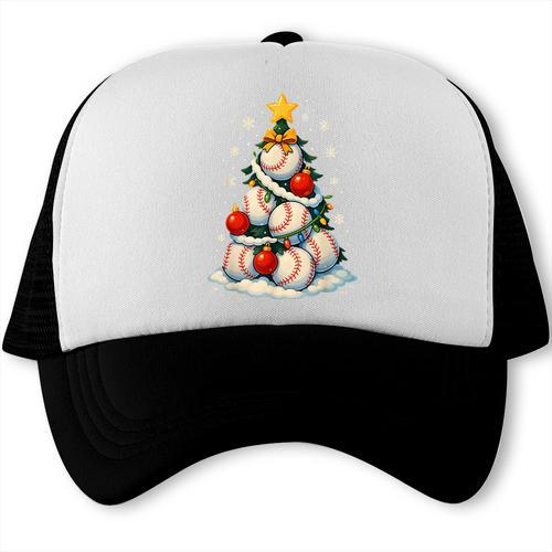 Baseball Christmas Tree Lights Santa Sport Player Lover Xmas Trucker Cap - Sportilla