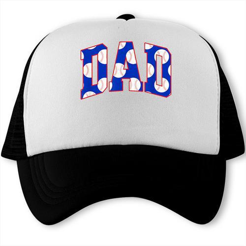 Baseball Dad Bold Varsity Style Letters Sport Themed Trucker Cap - Sportilla