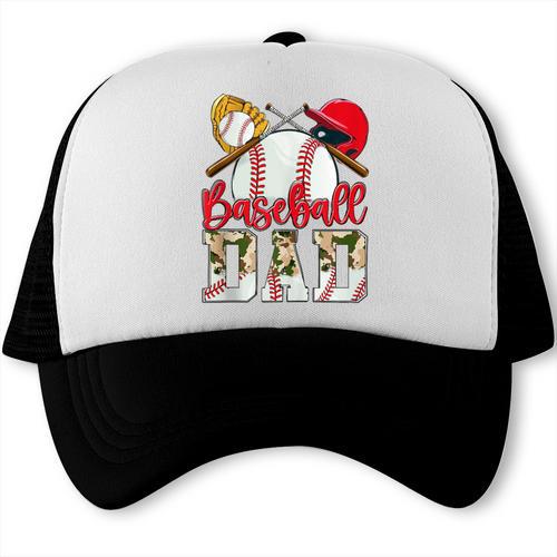 Baseball Dad Camo Husband Fathers Day Player Coach Dad Son Trucker Cap - Sportilla