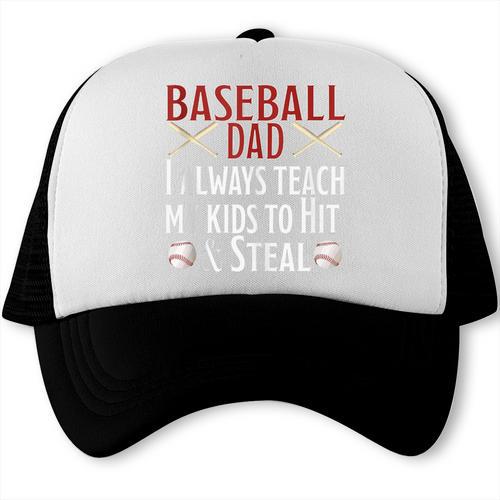 Baseball Dad Hit And Steal Ballpark Father Trucker Cap - Sportilla