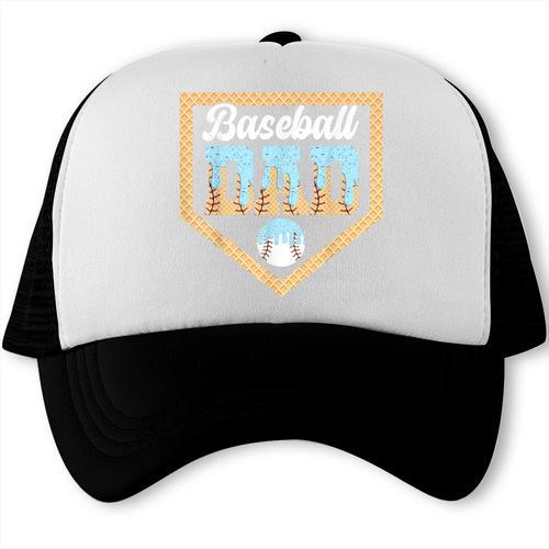 Baseball Dad Ice Cream Drip Home Plate Cool Fathers Day Trucker Cap - Sportilla