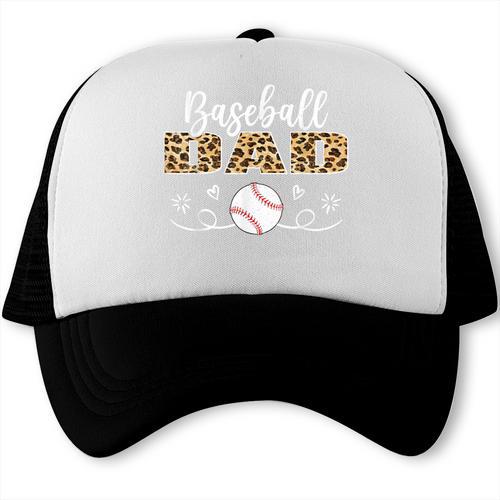 Baseball Dad Leopard Baseball Player Trucker Cap - Sportilla