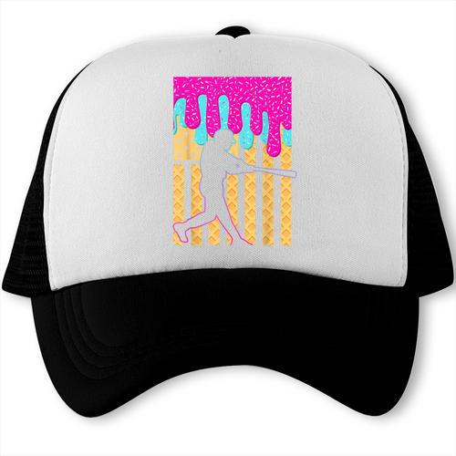 Baseball Drip Bat Boys Ice Cream American Flag 4th Of July Trucker Cap - Sportilla