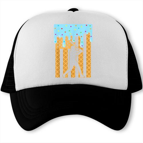 Baseball Drip Dripping Ice Cream Sport Player American Flag Trucker Cap - Sportilla
