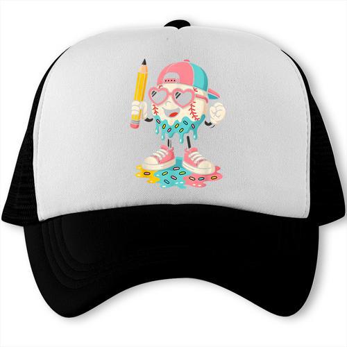 Baseball Drip Ice Cream First Day Back To School Cute Girls Trucker Cap - Savourry