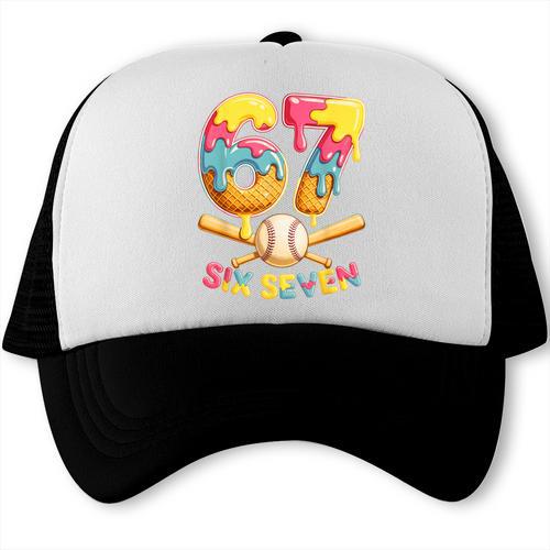 Baseball Drip Ice Cream Number 67 Player Lifestyle Trucker Cap - Sportilla