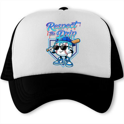 Baseball Drip Ice Cream Respect The Drip Home Plate Boy Kids Trucker Cap - Sportilla