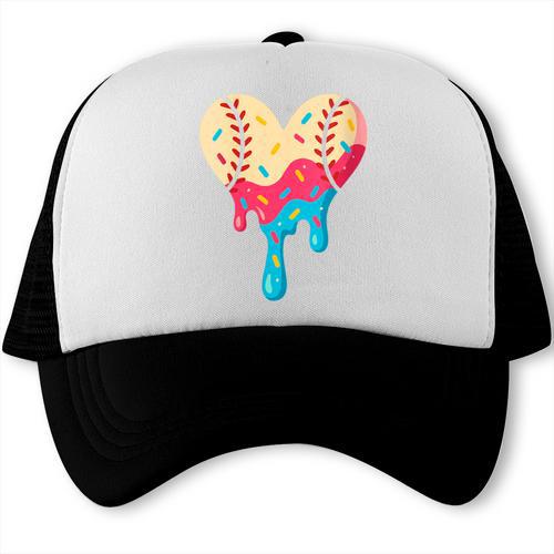Baseball Drip Melting Ice Cream Baseball Heart Boys Girls Trucker Cap - Sportilla
