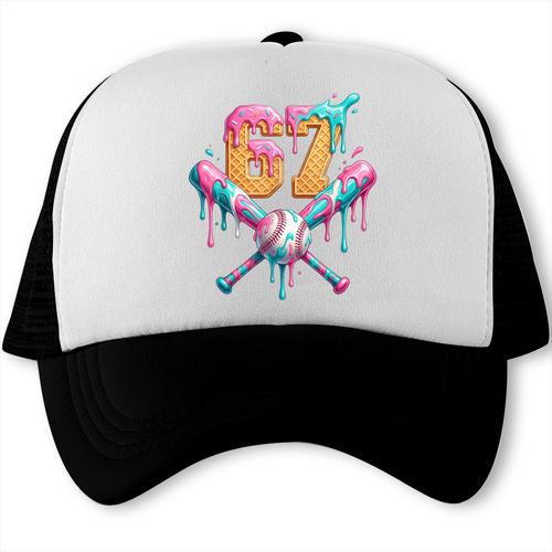 Baseball Drip Number 67 Player Trucker Cap - Sportilla
